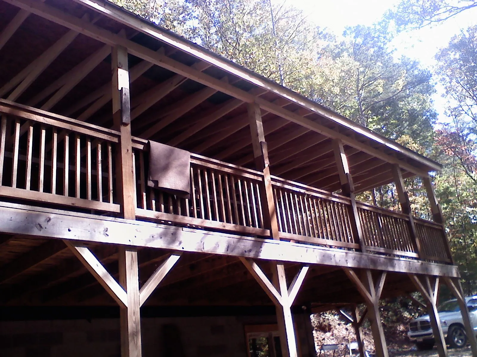 Timber framing under a new elevated porch and deck — Roof Leak Repair in South Orange by Roofing Brothers